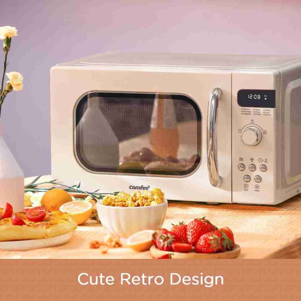best retro compact countertop microwave for a dorm room by comfee
