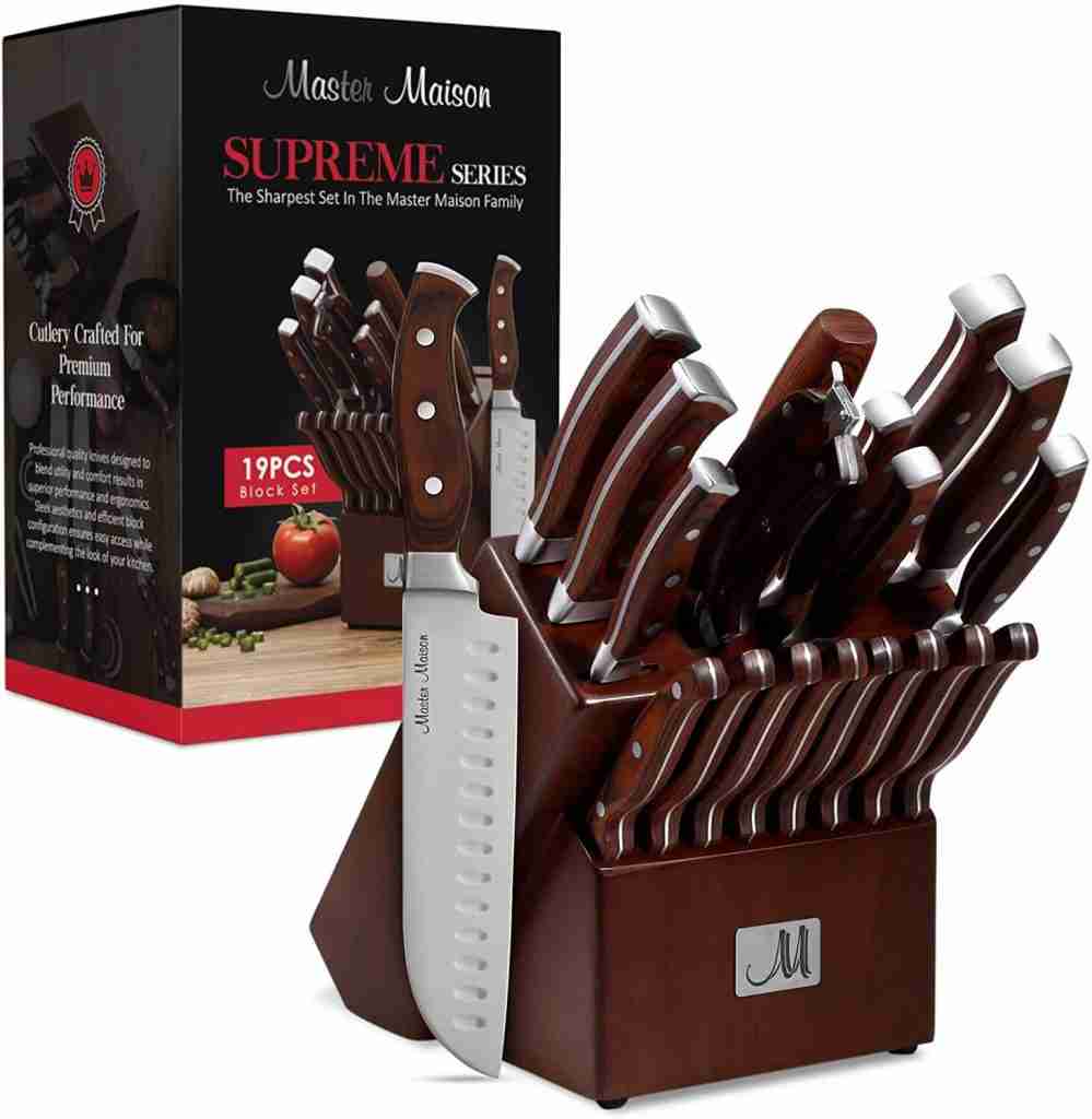 19-Piece Premium Butcher Kitchen Knife Set With Wooden Block