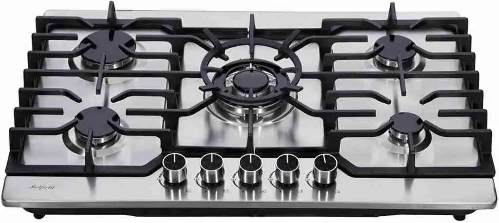 Hotfield 30 Inch Gas Cooktop Stainless Steel 5 Burners Stovetop