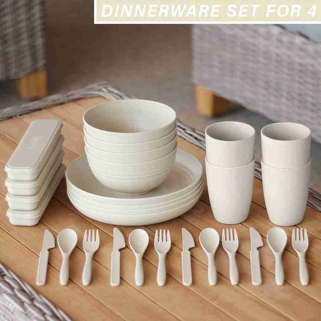 Unbreakable wheat straw microwave safe dishes and plate set 