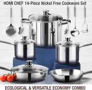 14 Piece 18/0 stainless steel  nickel free cookware