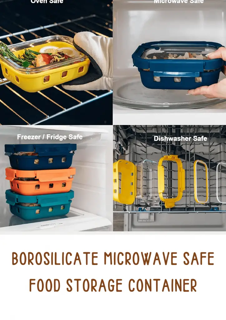 Borosilicate microwave safe food storage container